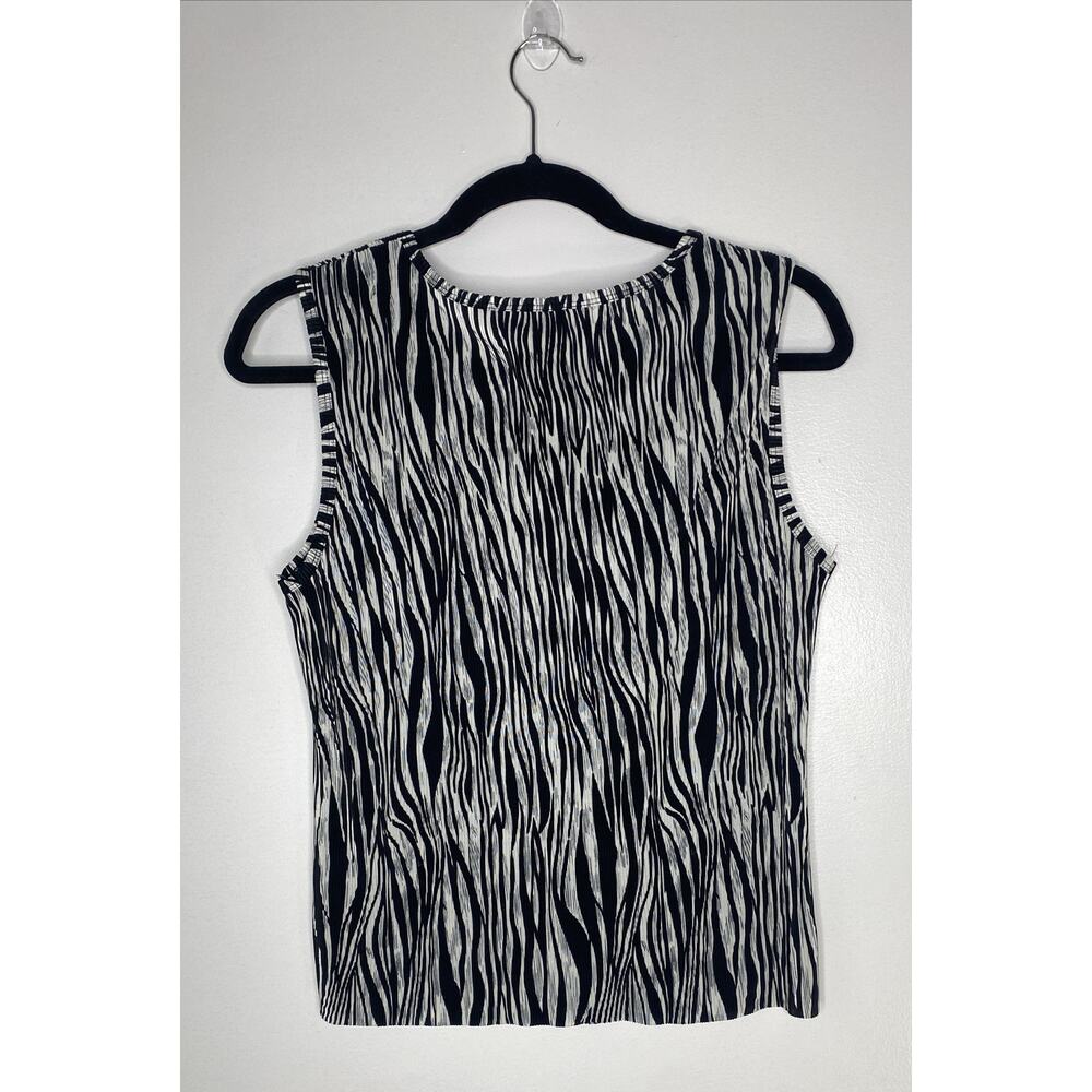 Vintage Y2K Notations M Zebra Striped Cropped Black White Tank Top 2000s - Picture 2 of 4